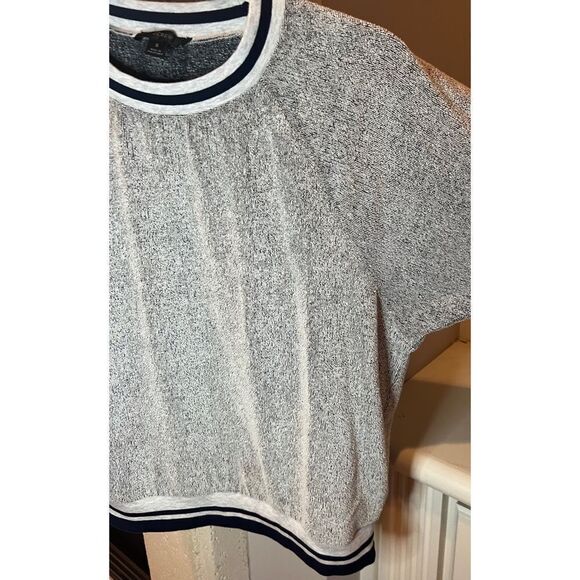 J. Crew Terry Cloth Fuzzy Soft Fleece Pullover Top Grey Navy Size Small - Picture 5 of 10